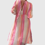 Christiane | Maxikleid mit Federmotiv-Print und V-Ausschnitt