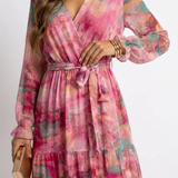 Luzia - Cross-design dress with floral pattern