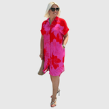 Christiane | Hemdblusenkleid mit floralem Print und Knopfleiste