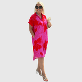 Christiane | Hemdblusenkleid mit floralem Print und Knopfleiste