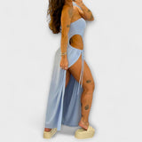 Winona – Bandeau-Kleid mit Bindeband und seitlichen Schlitzen