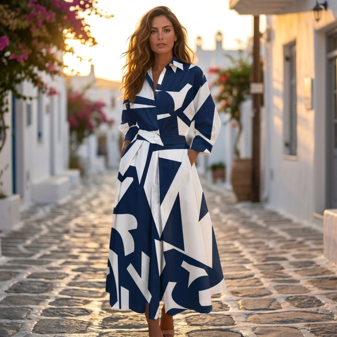 Lana - Cotton elegant dress with collar
