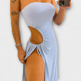 Winona – Bandeau-Kleid mit Bindeband und seitlichen Schlitzen