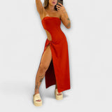 Winona – Bandeau-Kleid mit Bindeband und seitlichen Schlitzen