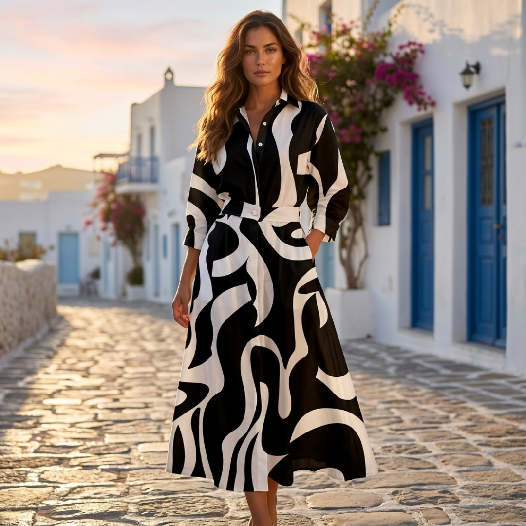 Lana - Cotton elegant dress with collar