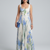 Ophelia | Floral Square Neck Sleeveless Midi Dress