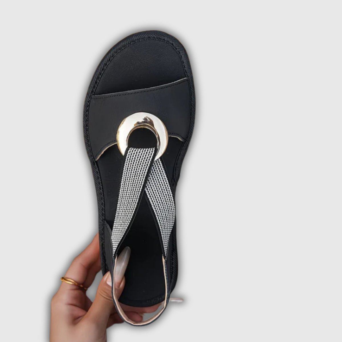 Luna | Kustsandalen mit Schmuckring