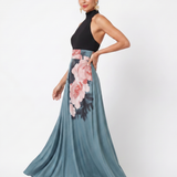 Olympas | Halter-Mieder Geblümter Rock Maxi-Kleid
