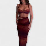 Jane - Stílusos Ombre Fonott Crop Top & Felsőszoknya Duó