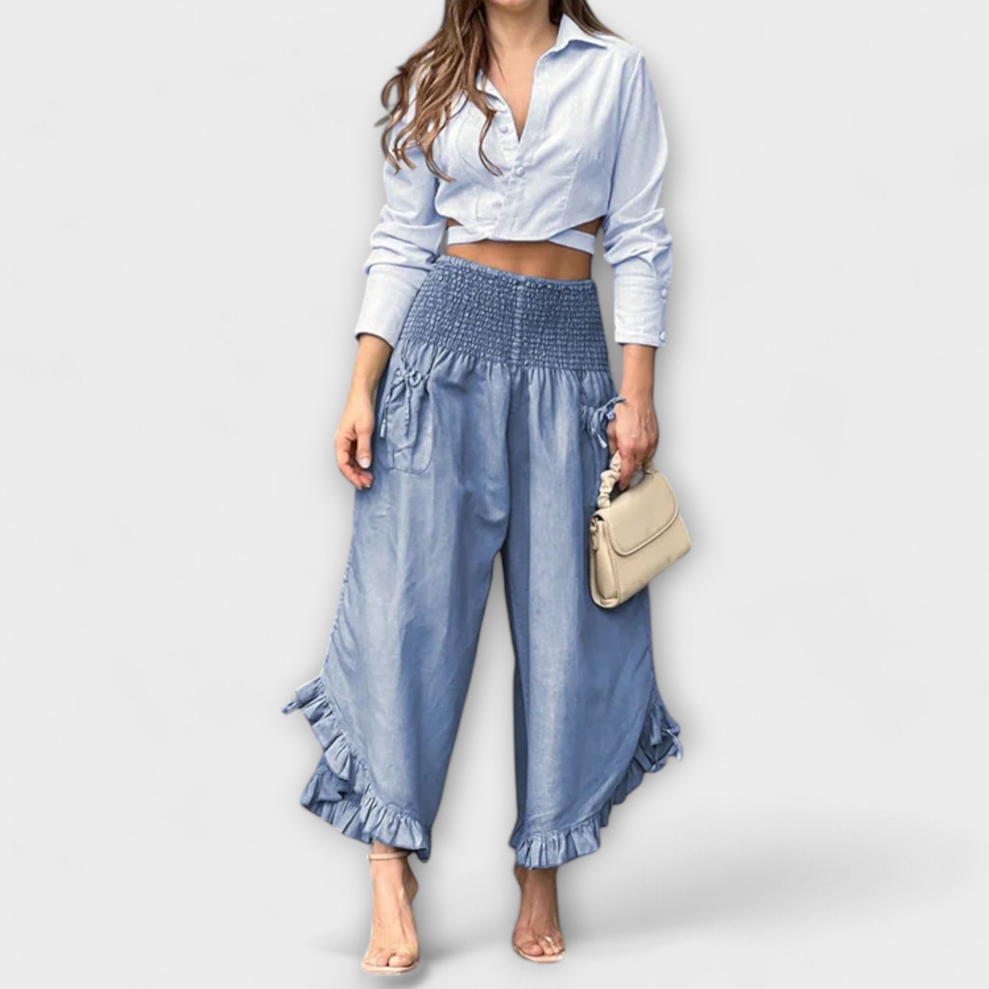 Jaya - Trendy pleated linen trousers