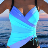 Marlies | Graphic light print wrap-look swimsuit