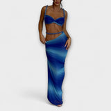 Jane - Stílusos Ombre Fonott Crop Top & Felsőszoknya Duó