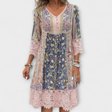 Casey - Csipkés boho ruha vintage virágmintával