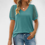Rema – V-Neck felső átlátszó ujjakkal