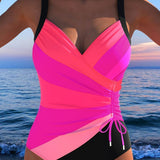 Marlies | Graphic light print wrap-look swimsuit
