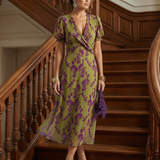 Virel | Entspanntes Blumendesign Midi-Kleid