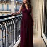 Lemar | Ärmelloses plissiertes V-Ausschnitt Midi-Kleid