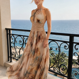 Elavenue | Maxikleid mit Neckholder und Spitzen-Taille