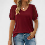 Rema – V-Neck felső átlátszó ujjakkal