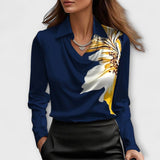 Meli - Glänzende Bluse mit gerafftem Kragen