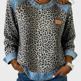 Roxy | Leopard print top with denim trim