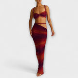 Jane - Stílusos Ombre Fonott Crop Top & Felsőszoknya Duó