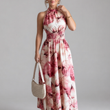 Olivia | Midi ruha húzott derékkal és absztrakt mintával