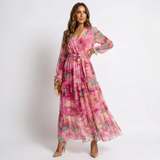 Luzia - Cross-design dress with floral pattern
