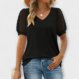 Rema – V-Neck felső átlátszó ujjakkal