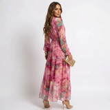 Luzia - Cross-design dress with floral pattern