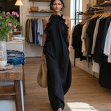 Helene | Ärmelloses Leinen-Maxikleid mit Rüschen