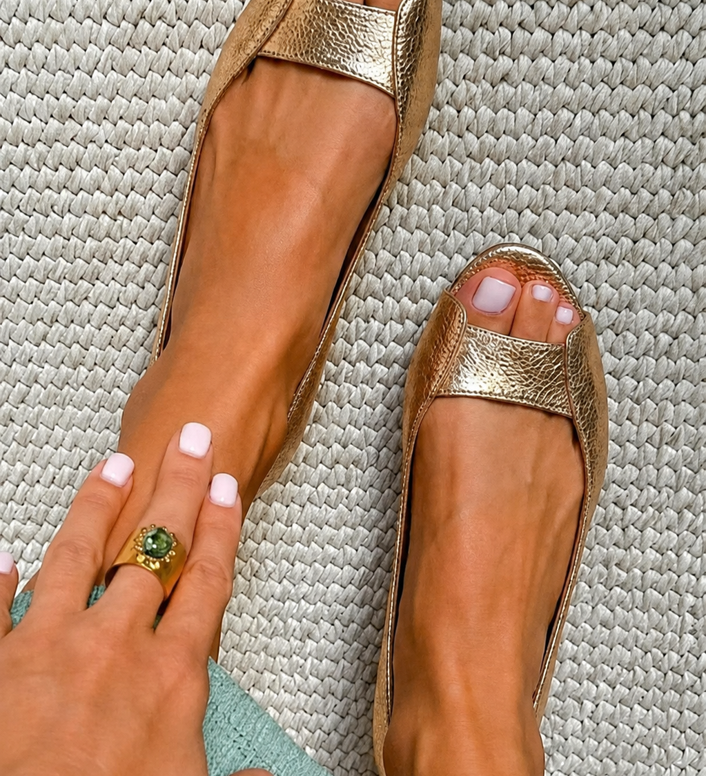 Adelina™ | Arany Színű Chic Kényelmes Szandál