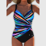 Marlies | Graphic light print wrap-look swimsuit