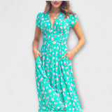 Fienna | Midi-Kleid mit Blüten-Print und V-Ausschnitt