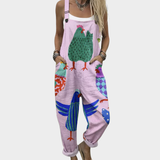 Kényelmes, mintás jumpsuit