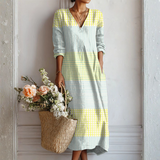 Ursi™ | Pasztellsárga csíkos boho ruha