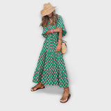 Elegáns geometrikus maxi ruha