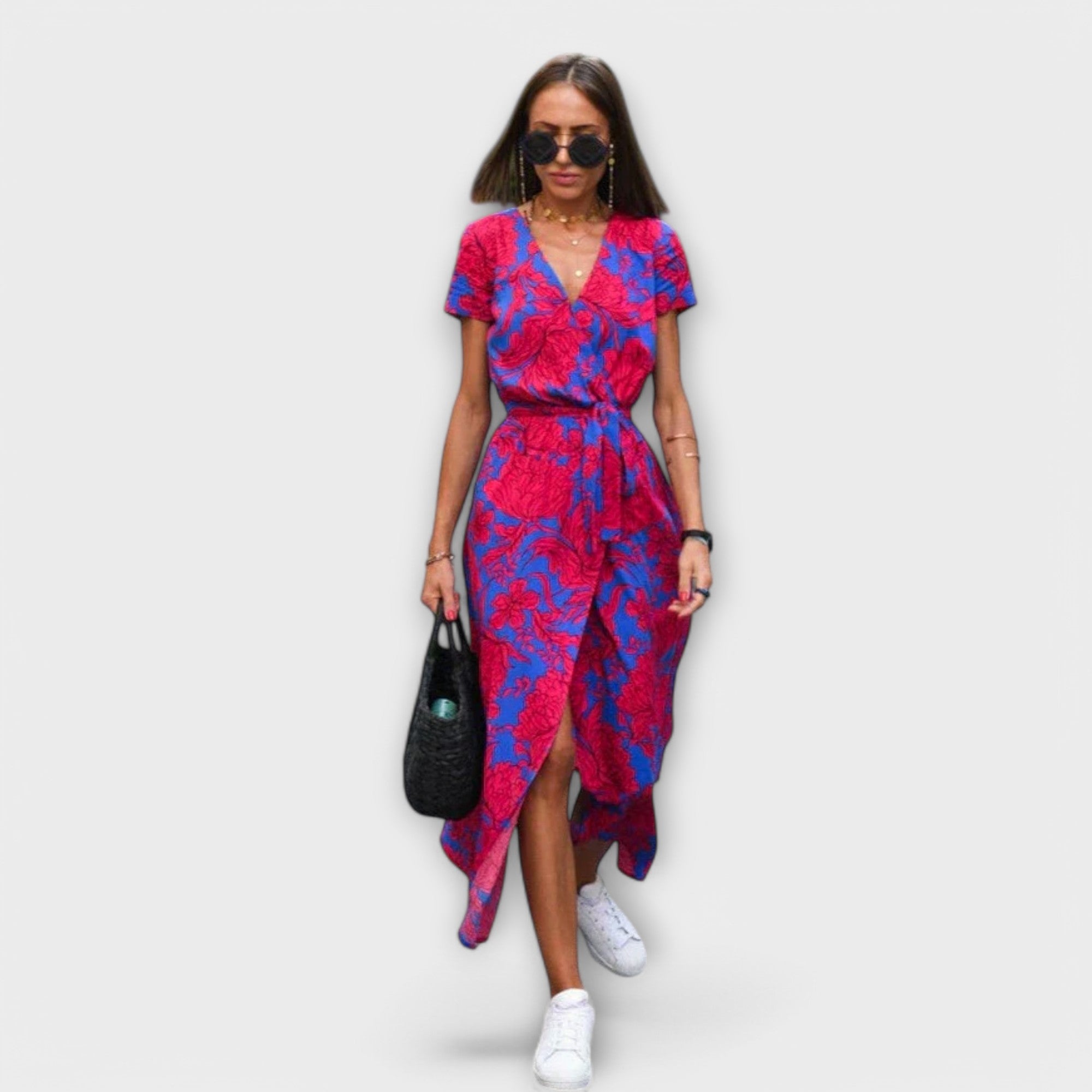 Ulrike | Wickelkleid mit floralem Print und Bindegürtel