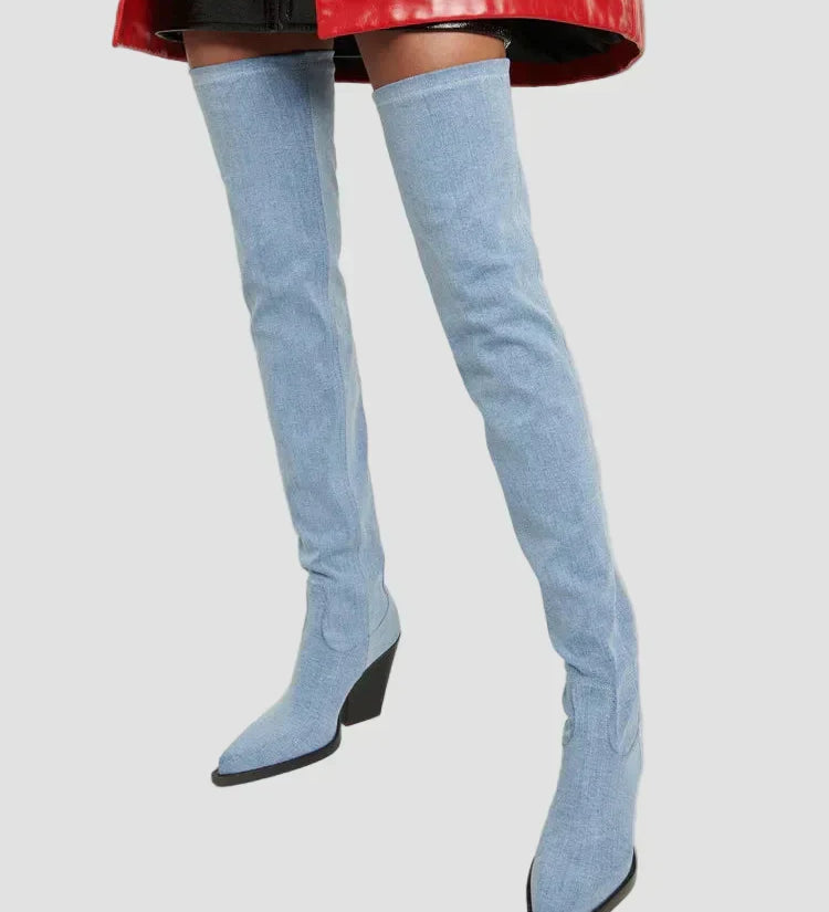 Ioana - Over-the-knee faux leather heeled boots