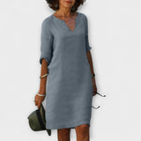 Ellyse | Sommerkleid mit V-Ausschnitt in Petrol