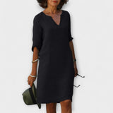 Ellyse | Sommerkleid mit V-Ausschnitt in Petrol