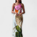 De Sapphire – Elegáns patchwork maxi ruha