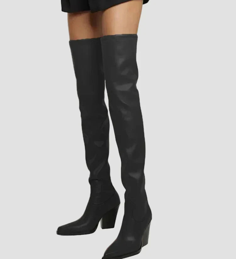 Ioana - Over-the-knee faux leather heeled boots
