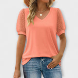 Rema – V-Neck felső átlátszó ujjakkal
