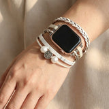 Tenecia - Apple Watch többszörösen körbefutó, fonott karkötő életfa medállal