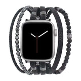 Reyo - Multi-wrap bracelet for Apple Watch, volcanic stone, stainless steel clasp