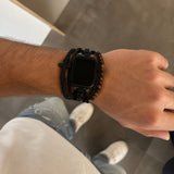 Caleb - Vegán szintetikus bőr karkötő Apple Watch-hoz, többsoros dizájnnal és állítható zárral