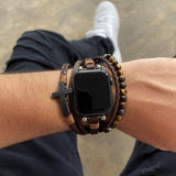 Caleb - Vegán szintetikus bőr karkötő Apple Watch-hoz, többsoros dizájnnal és állítható zárral