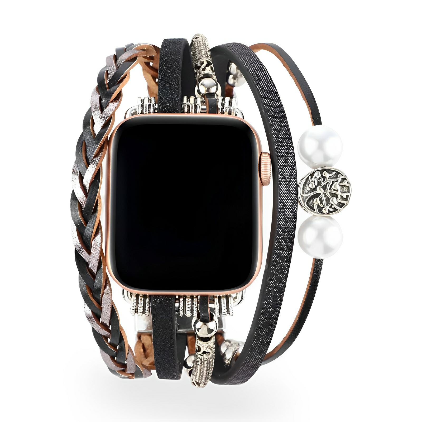 Tenecia - Apple Watch többszörösen körbefutó, fonott karkötő életfa medállal