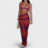 Jane - Stílusos Ombre Fonott Crop Top & Felsőszoknya Duó